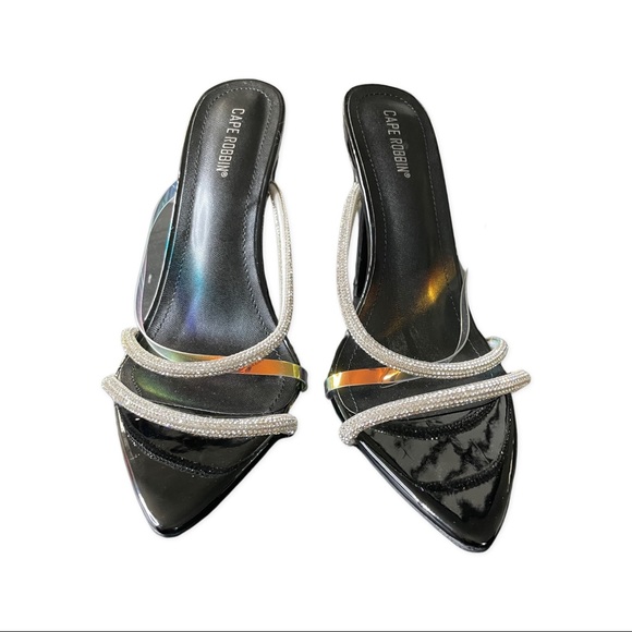 Strapless black crisscross heels - Picture 2 of 2